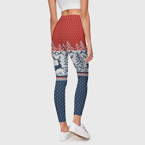 Женские легинсы Вязаный узор с оленями / 3D-принт – фото 4
