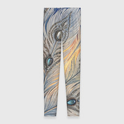 Женские легинсы Синие перья с самоцветами