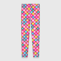 Леггинсы женские Разноцветный цветочный узор ретро, цвет: 3D-принт