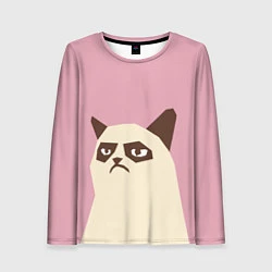 Лонгслив женский Grumpy cat pink, цвет: 3D-принт