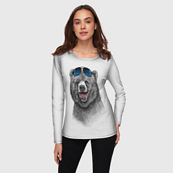 Лонгслив женский Счастливый медведь, цвет: 3D-принт — фото 2