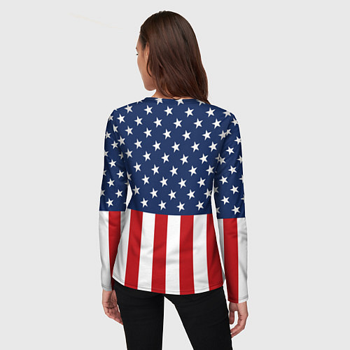 Женский лонгслив Флаг США / 3D-принт – фото 4