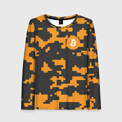 Лонгслив женский Bitcoin: Orange Camo, цвет: 3D-принт