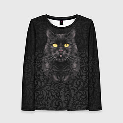 Лонгслив женский Чёрный котик, цвет: 3D-принт