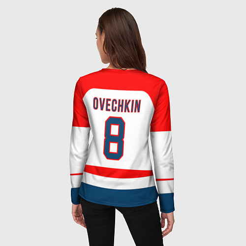 Женский лонгслив Washington Capitals: Ovechkin White / 3D-принт – фото 4