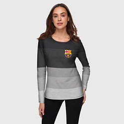 Лонгслив женский ФК Барселона: Серый стиль, цвет: 3D-принт — фото 2