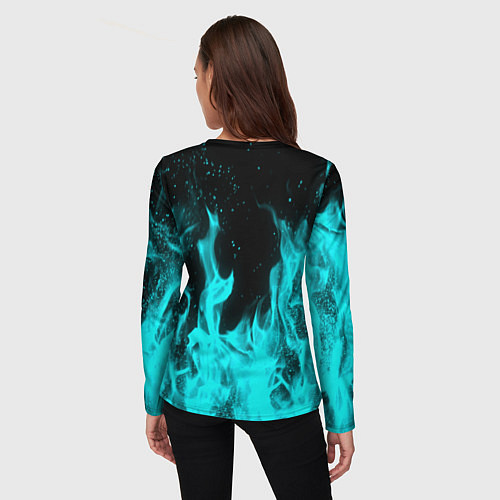 Женский лонгслив R6S: Turquoise Flame / 3D-принт – фото 4