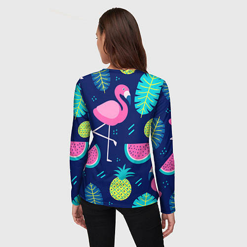 Женский лонгслив Фруктовый фламинго / 3D-принт – фото 4