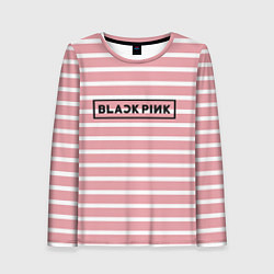 Лонгслив женский Black Pink: Striped Geometry, цвет: 3D-принт