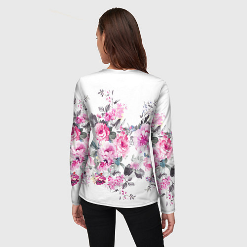 Женский лонгслив Розовые розы / 3D-принт – фото 4