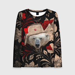 Лонгслив женский Медведь в ушанке, цвет: 3D-принт