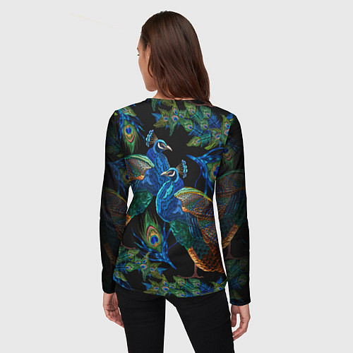Женский лонгслив Павлины - вышивка гладью / 3D-принт – фото 4