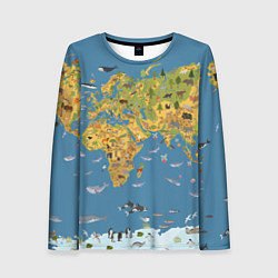 Женский лонгслив Карта мира детская