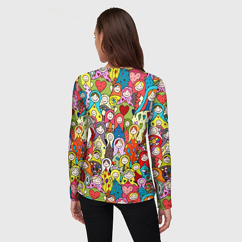 Женский лонгслив Весёлые матрешки / 3D-принт – фото 4