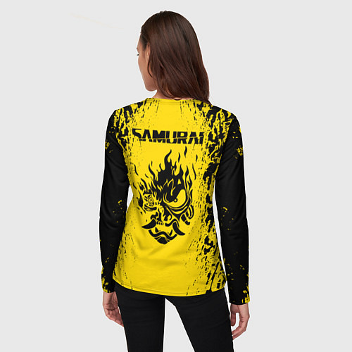 Женский лонгслив Cyberpunk 2077 Samurai logo / 3D-принт – фото 4
