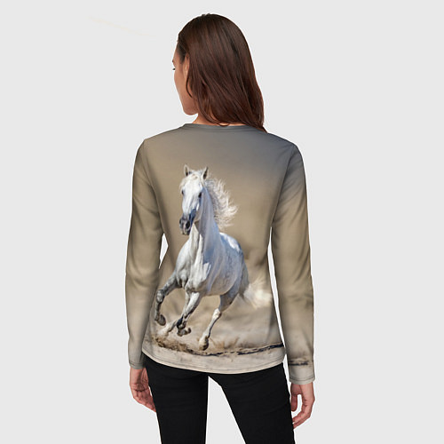 Женский лонгслив Белый конь - галоп / 3D-принт – фото 4