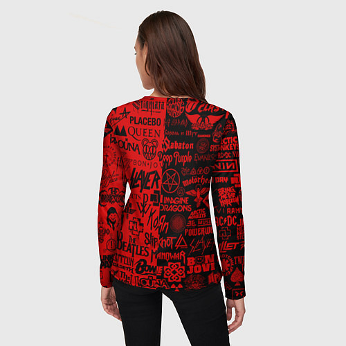 Женский лонгслив ЛОГОТИПЫ РОК ГРУПП / 3D-принт – фото 4