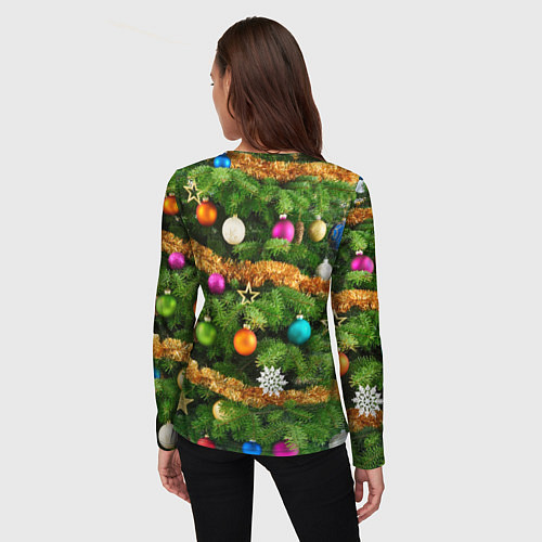 Женский лонгслив Живая новогодняя ёлка / 3D-принт – фото 4