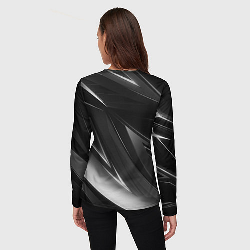 Женский лонгслив GEOMETRY STRIPES BLACK & WHITE / 3D-принт – фото 4