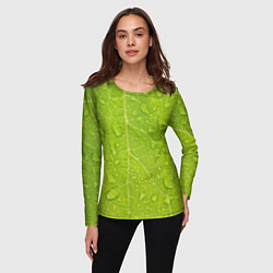Лонгслив женский Листок с росой, цвет: 3D-принт — фото 2