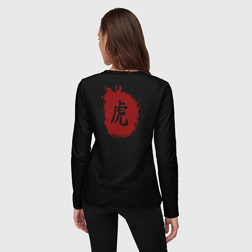 Женский лонгслив Японский Тигр иероглиф сзади / 3D-принт – фото 4