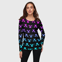 Лонгслив женский MINECRAFT CREEPER NEON, цвет: 3D-принт — фото 2