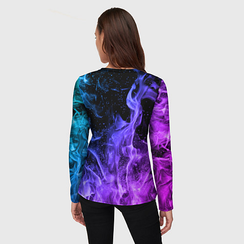 Женский лонгслив ОГОНЬ НЕОН / 3D-принт – фото 4