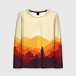 Лонгслив женский Горы закат пейзаж лиса арт, цвет: 3D-принт