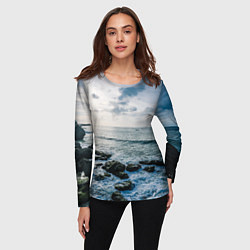 Лонгслив женский Море, цвет: 3D-принт — фото 2