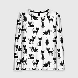 Женский лонгслив КОШКИ ЧЕРНОЕ НА БЕЛОМ