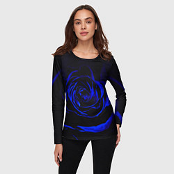 Лонгслив женский Синяя роза, цвет: 3D-принт — фото 2
