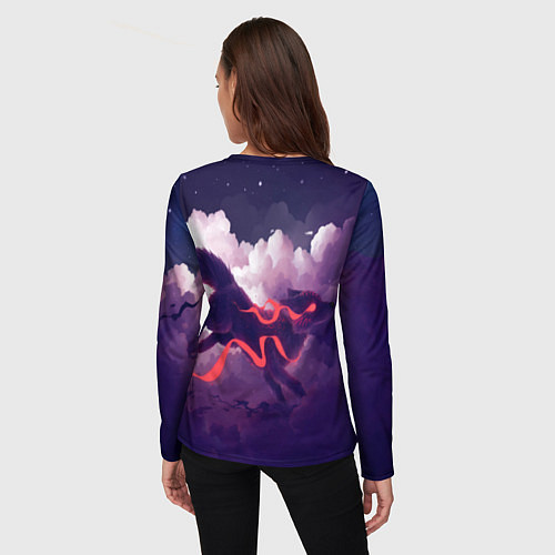 Женский лонгслив Лиса бежит по облакам / 3D-принт – фото 4