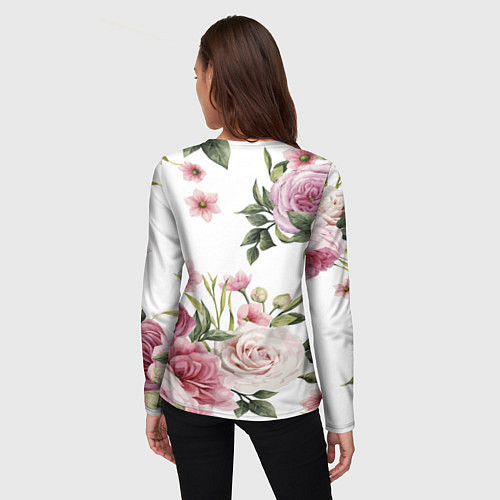 Женский лонгслив Розовые розы / 3D-принт – фото 4