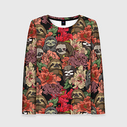 Женский лонгслив Ленивец & Цветочки