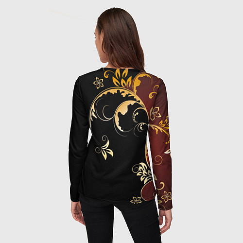 Женский лонгслив Узор - Хохлома / 3D-принт – фото 4