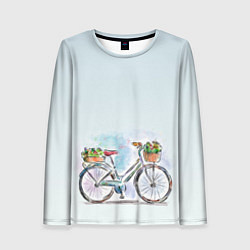 Лонгслив женский Акварельный велосипед, цвет: 3D-принт