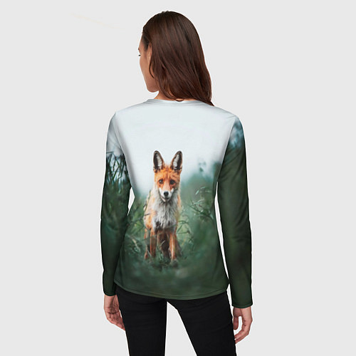 Женский лонгслив Лисица в зелени / 3D-принт – фото 4