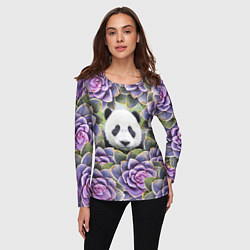 Лонгслив женский Панда среди цветов, цвет: 3D-принт — фото 2