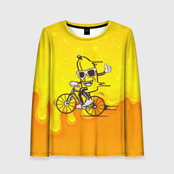Лонгслив женский Банан на велосипеде, цвет: 3D-принт