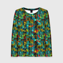 Лонгслив женский Разноцветные штрихи на бирюзе, цвет: 3D-принт