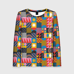 Лонгслив женский Печворк Мозаика Настроение, цвет: 3D-принт