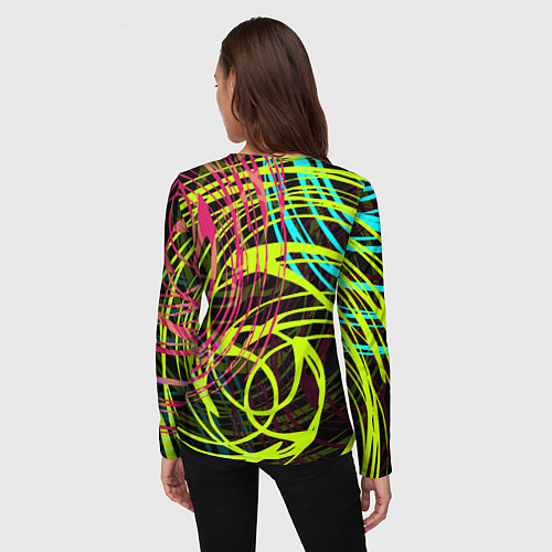 Женский лонгслив Разноцветные спирали / 3D-принт – фото 4