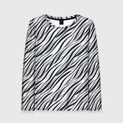 Лонгслив женский Черно-белый полосатый тигровый, цвет: 3D-принт