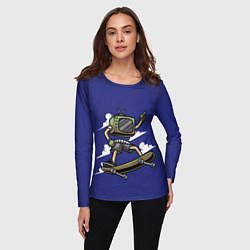 Лонгслив женский Телевизор скейтбордист, цвет: 3D-принт — фото 2