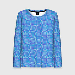 Лонгслив женский Голубая пиксель абстракция, цвет: 3D-принт