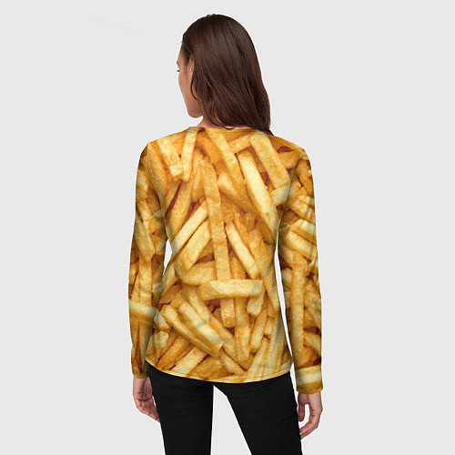 Женский лонгслив Картошка фриФастфуд / 3D-принт – фото 4
