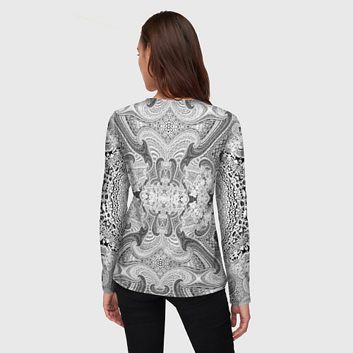Женский лонгслив Черно-белый абстрактный узор / 3D-принт – фото 4