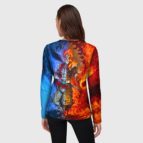 Женский лонгслив Аказа и Ренгоку противостояние клинок рассекающий / 3D-принт – фото 4