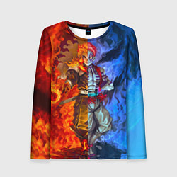 Лонгслив женский Аказа и Ренгоку противостояние клинок рассекающий, цвет: 3D-принт
