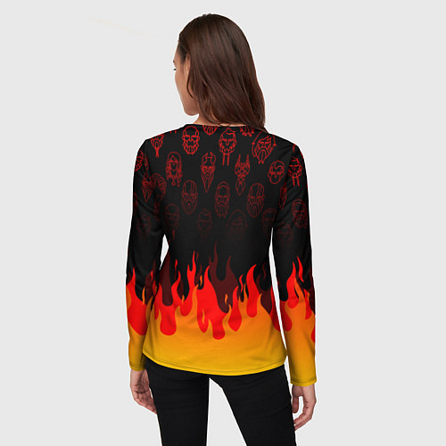 Женский лонгслив GOD OF WAR ГОД ОФ ВАР FIRE ART УЗОР / 3D-принт – фото 4